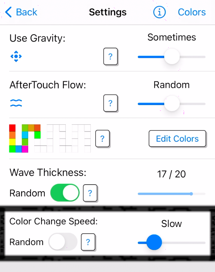Color Range Speed Settings – Color Change Speed | Gravity's Touch